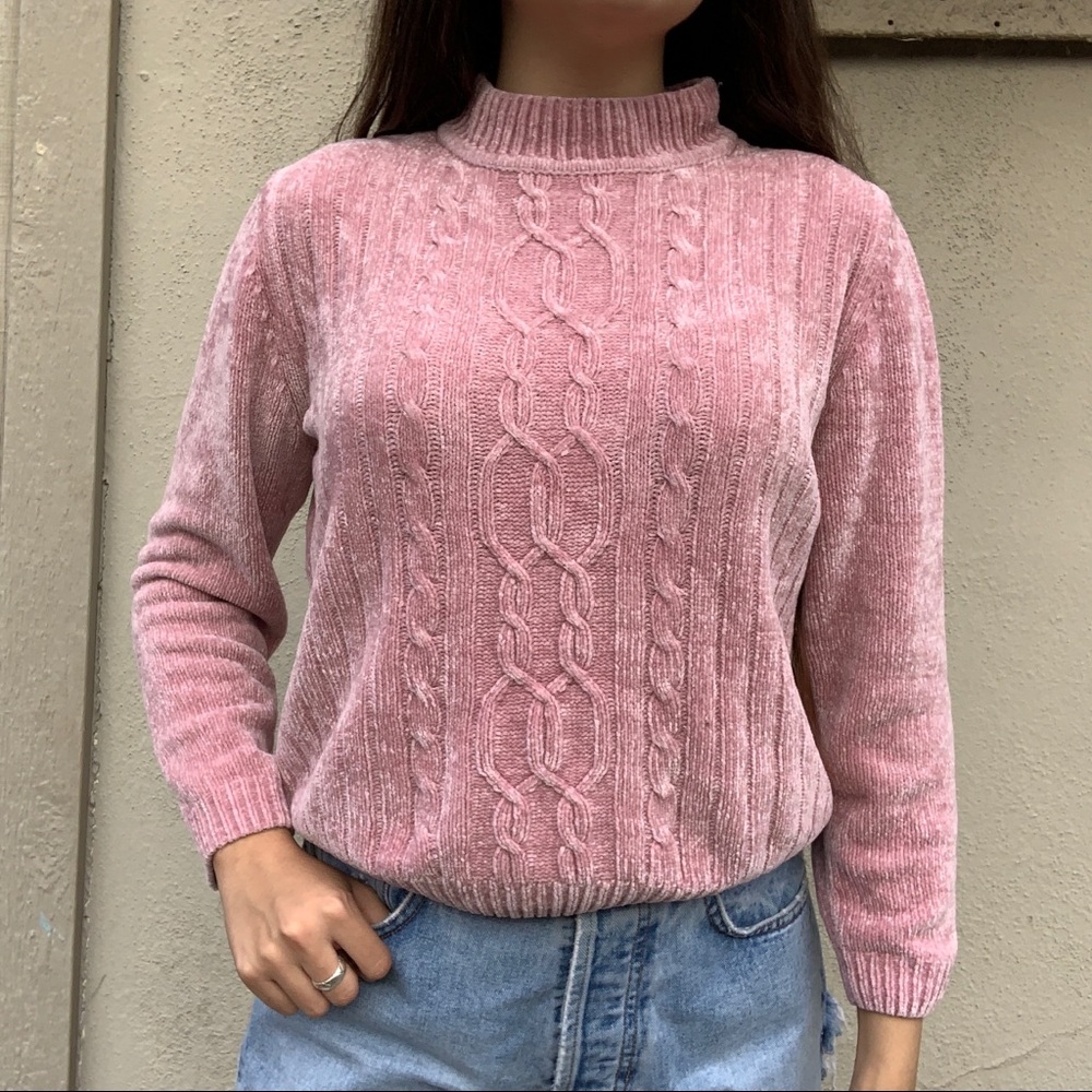 Beautiful rose pink super soft knit turtleneck